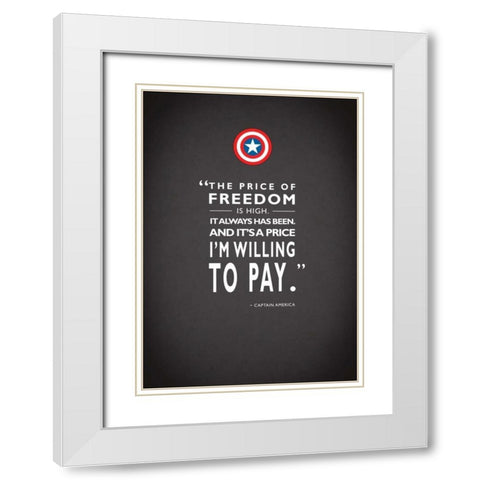 Capt America Quote White Modern Wood Framed Art Print with Double Matting by Rogan, Mark