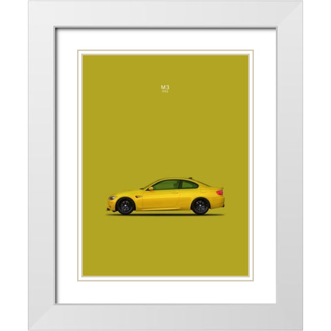 BMW M3 E92 Yellow White Modern Wood Framed Art Print with Double Matting by Rogan, Mark