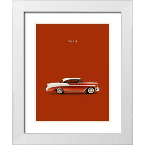 Chev Belair 56 White Modern Wood Framed Art Print with Double Matting by Rogan, Mark