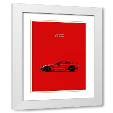 Chev Corvette-Stingray Red White Modern Wood Framed Art Print with Double Matting by Rogan, Mark