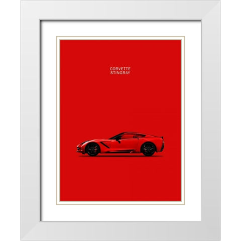 Chev Corvette-Stingray Red White Modern Wood Framed Art Print with Double Matting by Rogan, Mark