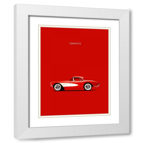 Corvette 1957 Red White Modern Wood Framed Art Print with Double Matting by Rogan, Mark