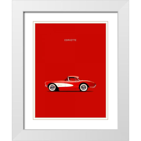 Corvette 1957 Red White Modern Wood Framed Art Print with Double Matting by Rogan, Mark