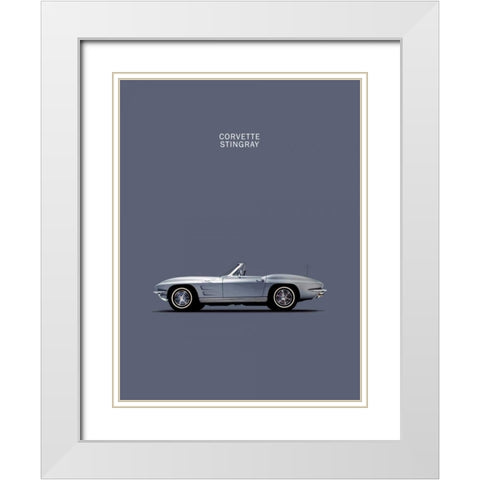 Corvette 1965 Grey White Modern Wood Framed Art Print with Double Matting by Rogan, Mark