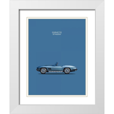 Corvette Stingray 1967 Blue White Modern Wood Framed Art Print with Double Matting by Rogan, Mark