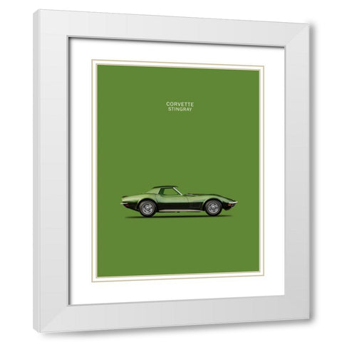 Corvette Stingray 1970 Green White Modern Wood Framed Art Print with Double Matting by Rogan, Mark