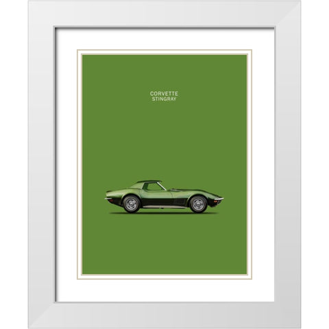 Corvette Stingray 1970 Green White Modern Wood Framed Art Print with Double Matting by Rogan, Mark