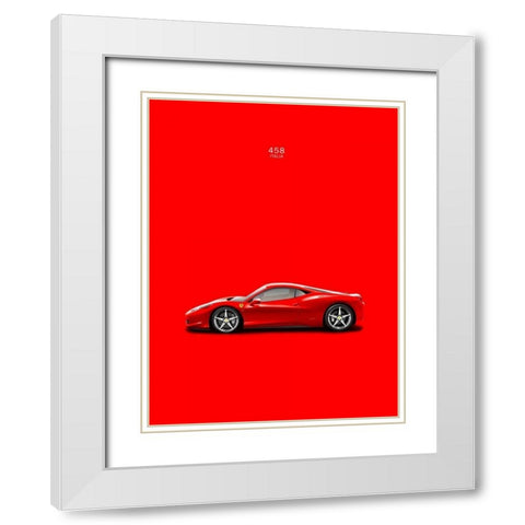 Ferrari 458 Italia Red White Modern Wood Framed Art Print with Double Matting by Rogan, Mark