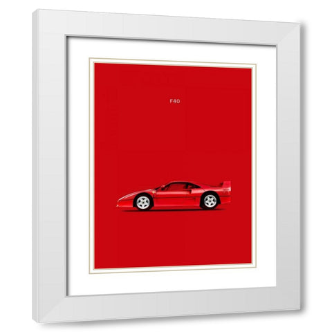 Ferrari F40 White Modern Wood Framed Art Print with Double Matting by Rogan, Mark