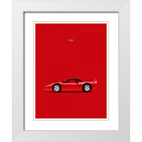 Ferrari F40 White Modern Wood Framed Art Print with Double Matting by Rogan, Mark