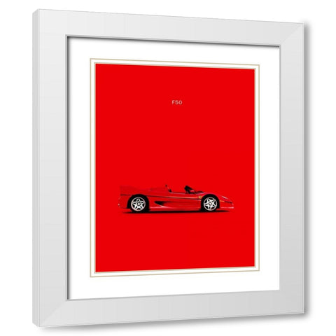 Ferrari F50 White Modern Wood Framed Art Print with Double Matting by Rogan, Mark