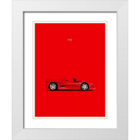 Ferrari F50 White Modern Wood Framed Art Print with Double Matting by Rogan, Mark