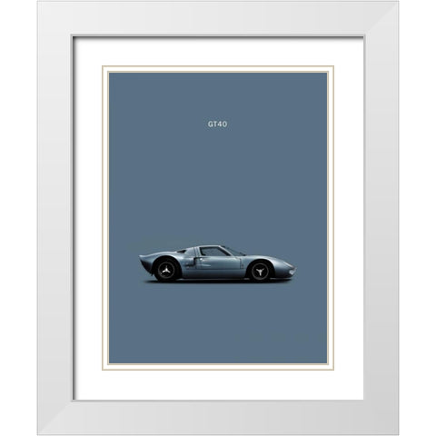 Ford GT40 White Modern Wood Framed Art Print with Double Matting by Rogan, Mark