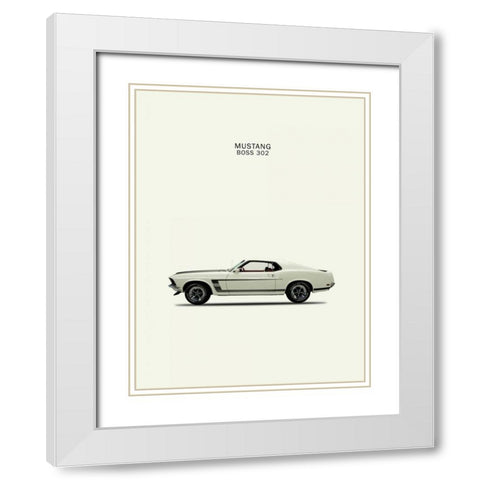 Ford Mustang Boss302 1969 White Modern Wood Framed Art Print with Double Matting by Rogan, Mark