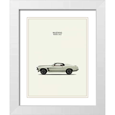 Ford Mustang Boss302 1969 White Modern Wood Framed Art Print with Double Matting by Rogan, Mark