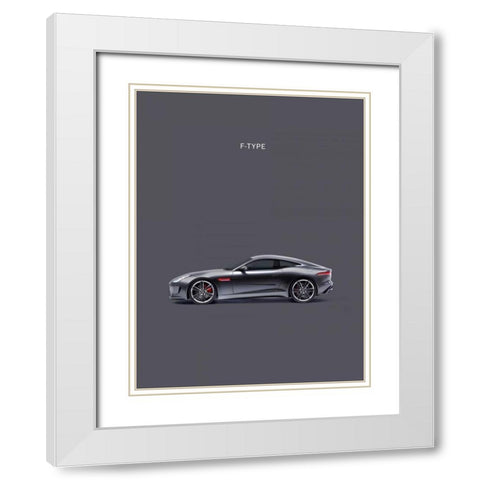 Jaguar F-Type Grey White Modern Wood Framed Art Print with Double Matting by Rogan, Mark