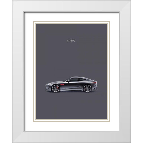 Jaguar F-Type Grey White Modern Wood Framed Art Print with Double Matting by Rogan, Mark