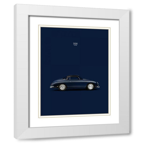 Porsche 356 1958 Blue White Modern Wood Framed Art Print with Double Matting by Rogan, Mark