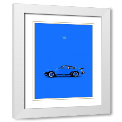 Porsche 911 Turbo Blue White Modern Wood Framed Art Print with Double Matting by Rogan, Mark