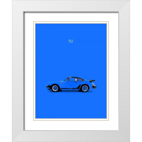 Porsche 911 Turbo Blue White Modern Wood Framed Art Print with Double Matting by Rogan, Mark