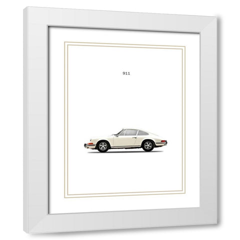 Porsche 911E 1968 White White Modern Wood Framed Art Print with Double Matting by Rogan, Mark