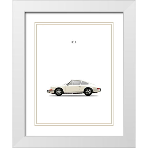 Porsche 911E 1968 White White Modern Wood Framed Art Print with Double Matting by Rogan, Mark