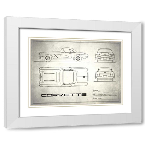 Corvette 33BHP White White Modern Wood Framed Art Print with Double Matting by Rogan, Mark