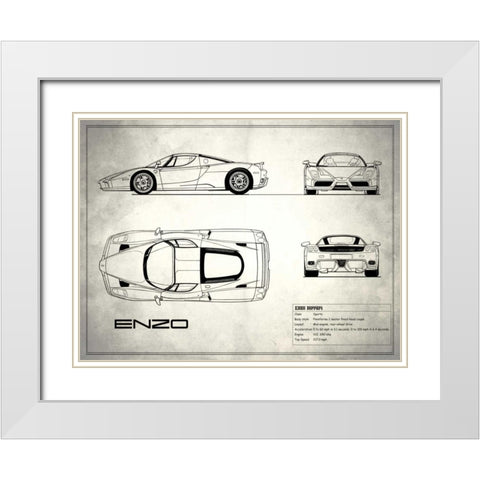 Ferrari Enzo White White Modern Wood Framed Art Print with Double Matting by Rogan, Mark