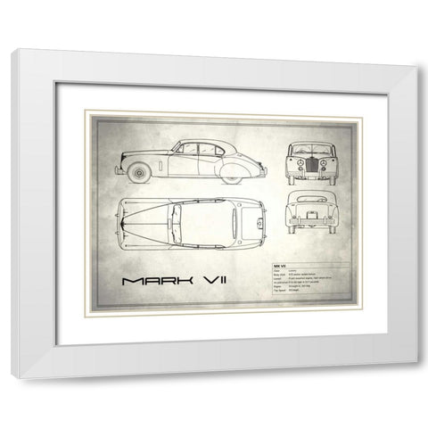 Jaguar Mk VII White White Modern Wood Framed Art Print with Double Matting by Rogan, Mark