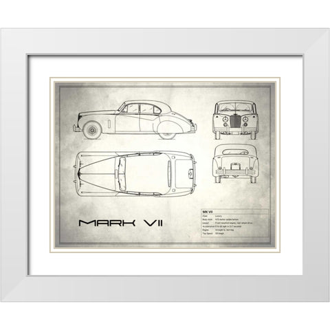 Jaguar Mk VII White White Modern Wood Framed Art Print with Double Matting by Rogan, Mark