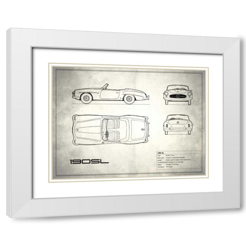 Mercedes 190-SL White White Modern Wood Framed Art Print with Double Matting by Rogan, Mark