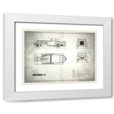 Mercedes SSK White White Modern Wood Framed Art Print with Double Matting by Rogan, Mark