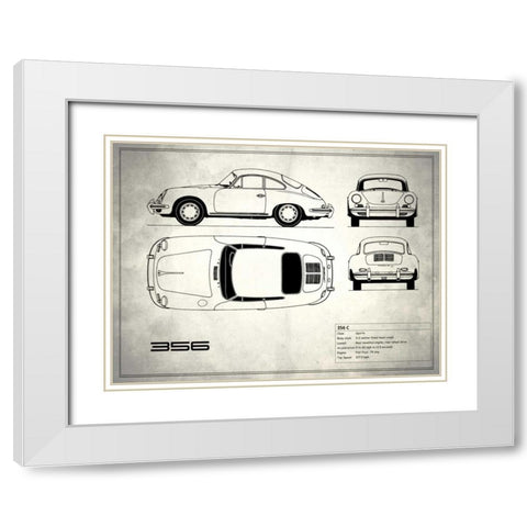 Porsche 356C White White Modern Wood Framed Art Print with Double Matting by Rogan, Mark
