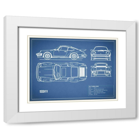 Porsche 911-Turbo 1977 Red White Modern Wood Framed Art Print with Double Matting by Rogan, Mark