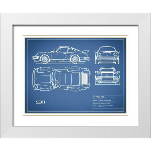 Porsche 911-Turbo 1977 Red White Modern Wood Framed Art Print with Double Matting by Rogan, Mark