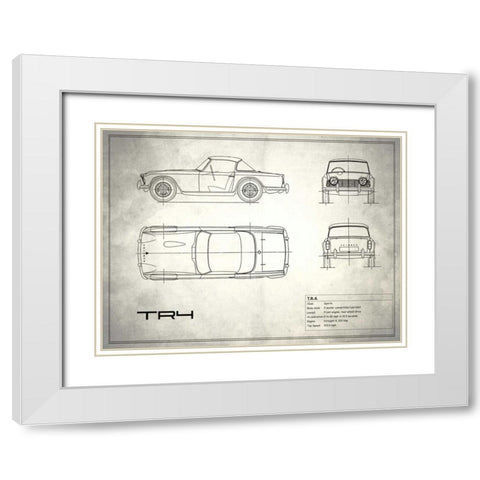 Triumph TR4 White White Modern Wood Framed Art Print with Double Matting by Rogan, Mark