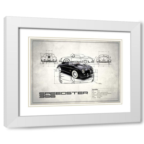 Porsche Speedster 1959 White Modern Wood Framed Art Print with Double Matting by Rogan, Mark