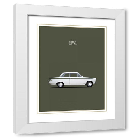 Ford Lotus Cortina Mk1 1966 White Modern Wood Framed Art Print with Double Matting by Rogan, Mark