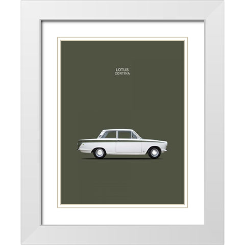 Ford Lotus Cortina Mk1 1966 White Modern Wood Framed Art Print with Double Matting by Rogan, Mark