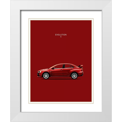 Mitsubishi Lancer Evolution X White Modern Wood Framed Art Print with Double Matting by Rogan, Mark