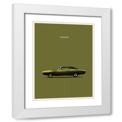 Dodge Charger White Modern Wood Framed Art Print with Double Matting by Rogan, Mark