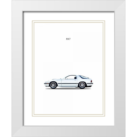 Mazda RX7 1988 White Modern Wood Framed Art Print with Double Matting by Rogan, Mark