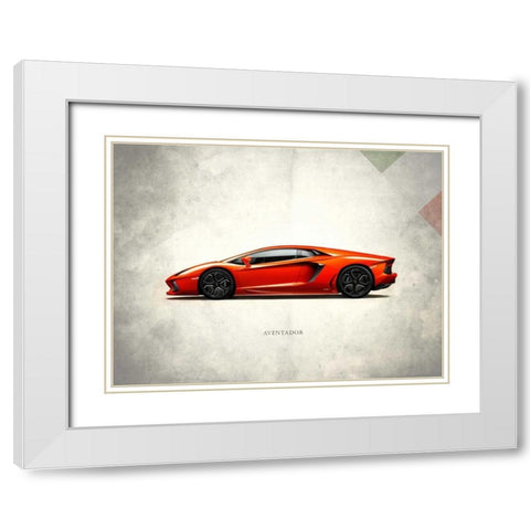 Lamborghini Aventador White Modern Wood Framed Art Print with Double Matting by Rogan, Mark