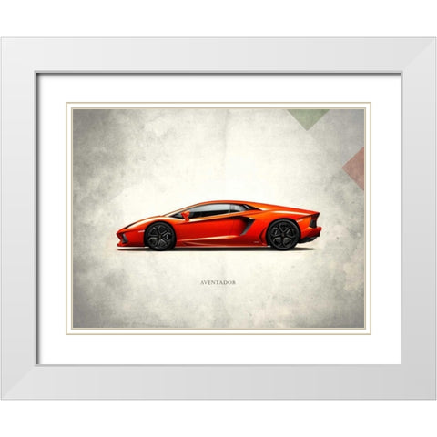 Lamborghini Aventador White Modern Wood Framed Art Print with Double Matting by Rogan, Mark