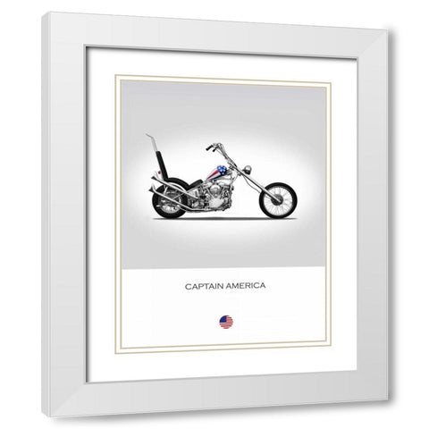 Harley Davidson Captain Americ White Modern Wood Framed Art Print with Double Matting by Rogan, Mark