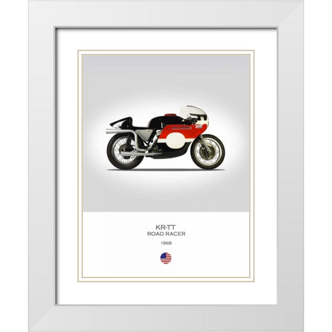 HD KR TT Road Racer 1968 White Modern Wood Framed Art Print with Double Matting by Rogan, Mark