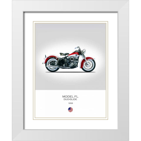 Harley Davidson Model FL Duo G White Modern Wood Framed Art Print with Double Matting by Rogan, Mark