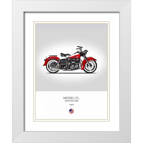 Harley Davidson Model FL Duo G White Modern Wood Framed Art Print with Double Matting by Rogan, Mark