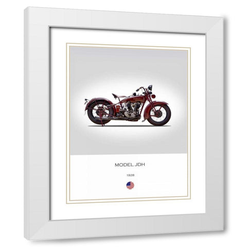 Harley Davidson Model JDH 1928 White Modern Wood Framed Art Print with Double Matting by Rogan, Mark