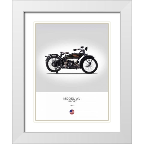 Harley Davidson Model WJ Sport White Modern Wood Framed Art Print with Double Matting by Rogan, Mark
